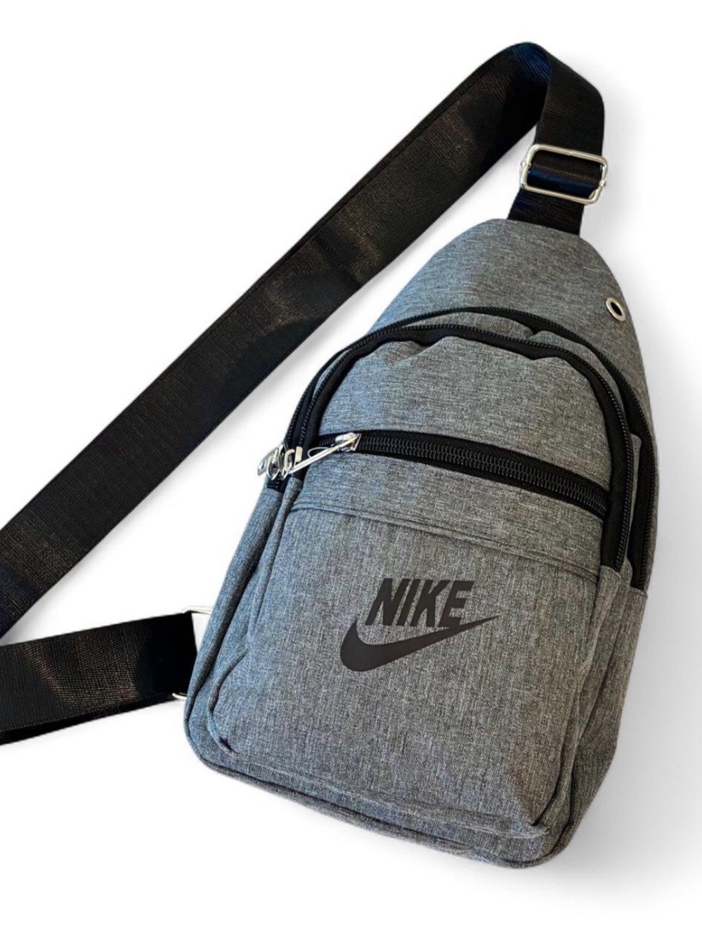 NWT Nike Sling Bag Backpack Carry On Shoulder School Bag Light Grey & Black